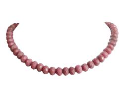 Rhodonit Rondelle Button facettiert Edelsteinkette Halskette Collier Kette altrosa