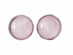 Rosenquarz Cabochon Edelstein Ohrstecker Ohrringe 925 Silberfassung