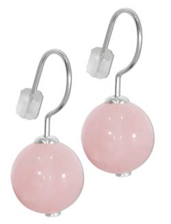 Rosenquarz Edelstein Kugel Echtsilber Ohrringe Ohrhänger 12 mm