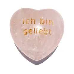 Rosenquarz Herz Handschmeichler Taschenstein Glücksstein Liebe Gravur -ich bin geliebt-