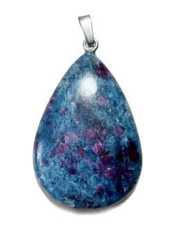Rubin-Disthen (Kyanit) Edelstein Tropfen Cabochon Silber Ketten Anhänger