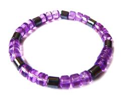 SKORPION: Amethyst Buttons Hämatit Edelstein Magnet Stretch Armband Größenwahl