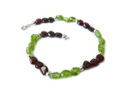 STEINBOCK: Granat Peridot Olivin Echtsilber Edelstein Armband