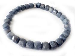 Saphir Safir facettiert blau Edelstein Würfel Armband Längenwahl