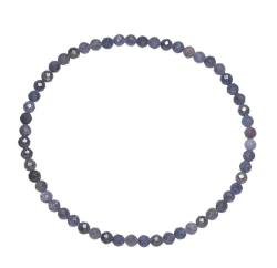 Saphir Safir dunkelblau facettiert Edelstein Kugel Stretch Armband