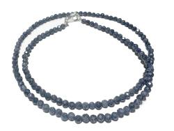 Saphir Safir facettiert blau Edelstein Kugel Kette Halskette 45 cm