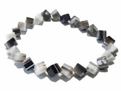 Sardonyx Edelstein Würfel Stretch Armband Längenwahl