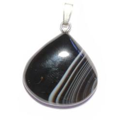 Sardonyx schwarz blau Edelstein Kettenanhänger Silberanhänger Anhänger Cabochon Tropfen