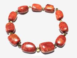 Schaumkoralle rot Hämatit gold Edelstein Stretch Armband Längenwahl