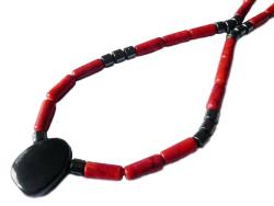 Schaumkoralle Hämatin Halskette mit Schungit Anhänger Größenwahl