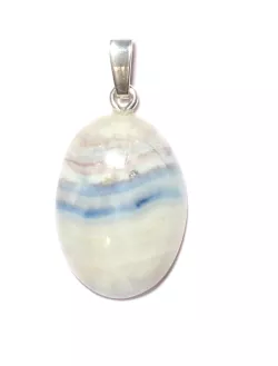 Scheelit Tungstein Cabochon weiß blau Edelstein Kettenanhänger Silber Anhänger