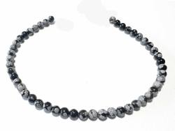 Schneeflockenobsidian Apachenträne Kugelkette Edelsteinkette Halskette Größenwahl