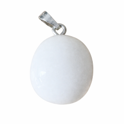 Milchquarz Schneequarz freeform Silber Ketten Trommelstein Anhänger
