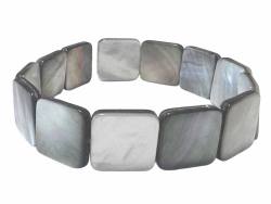 Perlmutt Schwarzperlmutt Quadrat Stretch Armband Längen Wahl