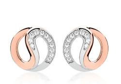Echtsilber Ohrstecker bicolor rosegold Silber Zirkonia