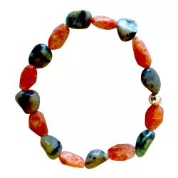 Smaragd Sonnenstein Edelstein Stretch Armband Größenwahl
