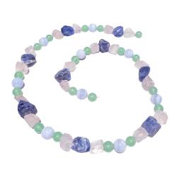 Sommertyp Farben Edelsteinkette Halskette Kette Chalcedon Rosenquarz Sodalit Serpentin