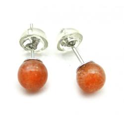 Sonnenstein Edelstein Kugel Ohrstecker Sterlingsilber