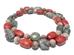 KREBS: Edelsteinkette Sternzeichenkette Halskette Steinkette Smaragd Opal Koralle