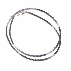 Sugilit Sugilith echt facettiert Halskette Kette Collier violett Echtsilber Verschluss