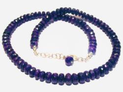 Sugilit Sugilith echt Button Halskette Kette Collier violett Echtsilber Verschluss