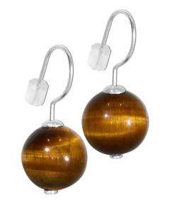 Tigerauge Edelstein braun Echtsilber Ohrhänger 12mm
