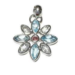 Topas blau Blume Edelstein Designeranhänger Kettenanhänger