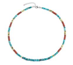 Türkis Lizardit grün Jaspis rot Edelsteinkette Designerkette