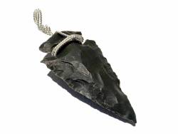 Schörl Turmalin schwarz Kristall Pfeilspitze an Draht gewickelt