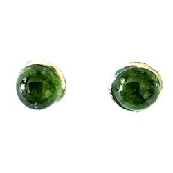 Turmalin grün Verdelit Cabochon Edelstein Ohrstecker 925 Silber