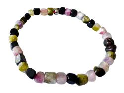 Turmalin mehrfarbig bunt Würfel freeform Edelstein Armband Stretcharmband