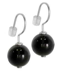 Turmalin schwarz Schörl Edelstein Echtsilber Kugel Ohrhänger Ohrringe 12mm