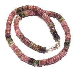 Turmalin multicolor bunt Halskette Edelstein Scheiben Kette 45 cm