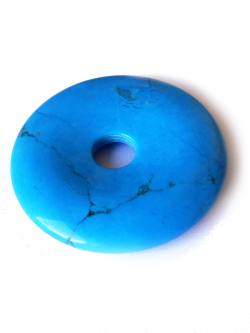 Magnesit türkis Edelstein Donut Ketten Anhänger 4 cm