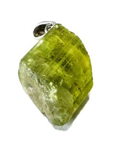 VerdelitTurmalin Kristall hellgrün Edelstein Kettenanhänger Echtsilber Rohstein