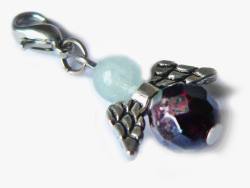 WIDDER: Granat Aquamarin Schutzengel Edelstein Charm Anhänger