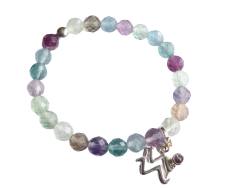 WASSERMANN: Fluorit Regenbogenfluorit facettiert Edelstein Armband mit Wassermann Charm