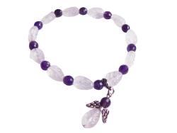 WASSERMANN: Bergkristall Amethyst Edelstein Armband mit Schutzengelchen