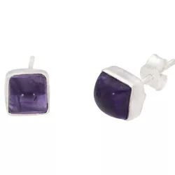 Amethyst Edelsteinohrstecker Silberohrstecker Ohrringe quadratisch