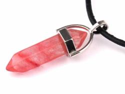 Cherryquarz Erdbeerquarz rosa Edelstein Stab Ketten Anhänger