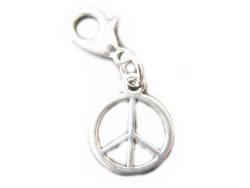 Peace Zeichen Friedenszeichen Charm Anhänger mit Karabiner