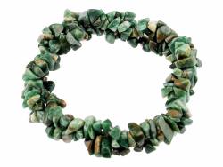 Prasem Saphirquarz grün Edelstein Splitter Stretch Armband 3-reihig