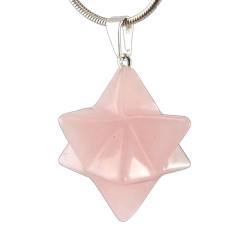 Rosenquarz rose rosa Merkaba Sterntetraeder Silber Anhänger