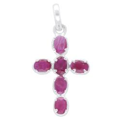 Rubin rot Echtsilber Edelstein Kreuz Kettenanhänger