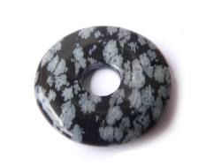 Schneeflockenobsidian Edelstein Donut Ketten Anhänger