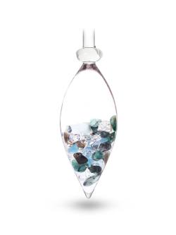 Edelsteinstab Phiole | LEBENSKRAFT mit Smaragd · Aquamarin · Rauchquarz · Bergkristall
