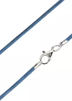 weiches Ziegen Lederband Lederkette blau mit Echsilber Karabinerhaken 50 cm